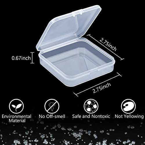 SATINIOR 24 Packs Small Clear Plastic Beads Storage Containers Box with Hinged Lid for Storage of Small Items, Crafts, Jewelry, Hardware (2.76 x 2.76 x 0.67 Inches) - size: 2.76 x 2.76 x 0.67 in