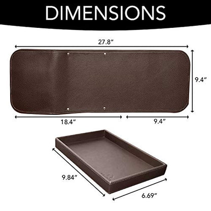 NEATOPA Couch Remote Caddy Control Holder Sofa Organizer with Detachable Wooden Snack Tray for Recliner Mattresses Chair Armrests with 4 Slots - 1 Large Pockets and 3 Small Pockets (Brown) - color: Brown