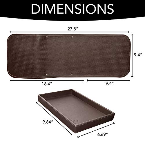 NEATOPA Couch Remote Caddy Control Holder Sofa Organizer with Detachable Wooden Snack Tray for Recliner Mattresses Chair Armrests with 4 Slots - 1 Large Pockets and 3 Small Pockets (Brown) - color: Brown