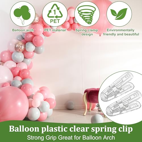 20 Pack Balloon Arch Clips, 2.4" Plastic Transparent Clamps Heavy Duty Spring Clamps for Balloon Arch, Birthday Decoration, Backdrop, Photography, DIY Craft Supplies