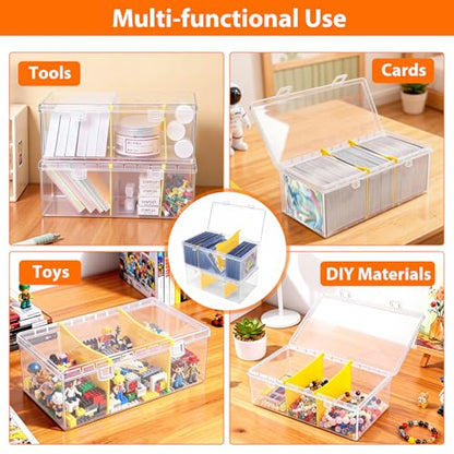 SAMYUCHO Trading Card Storage Box with 2 Dividers for 500 Sports Cards, Plastic Bulk Display Holder Collection Organizer Cases Container Fit for Baseball Football Playing Magic Cards 1 Pcs - size: 1 Pcs