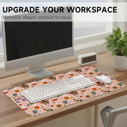 AUPET PU Leather Desk Pad Protector Blotter, Animal 35 x 17in Large Mouse Pad,Cute Office Desk Mat,Waterproof Non-Slip Desk Writing Drawing Pad for Office Home Game (Cute Cat Circus) - color: Cute Cat Circus