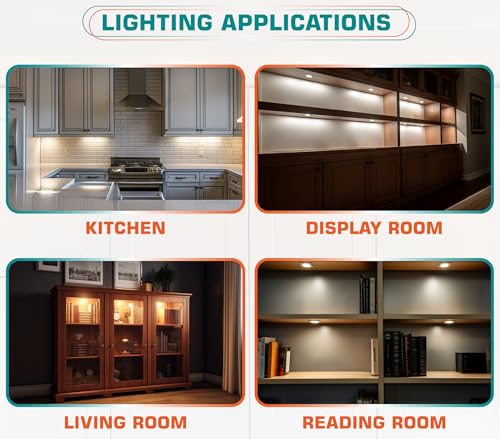 Under Cabinet LED Puck Lights, Counter Closet Lighting, Daisy Chained linkable, 110V Plug-in & Direct Hardwiring, Wireless RF Remote Control Dimmable, White Cables, Warm White, 14 Lights - color: 14 Lights, Warm white