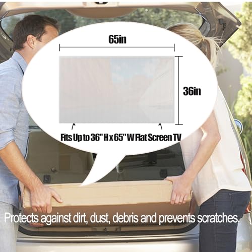 2 Pack Foam Flat Screen TV Cover for Moving Fits Up to 65''W x 36''H TV Display Screen Protector for Protection During House Moving, Storing, Painting or Home Renovation Packing Cushioning Supplies - size: 65'' x 36''-2Pack
