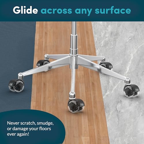 Lifelong Office Chair Wheels Replacement Rubber Chair Casters for Hardwood Floors and Carpet, Set of 5, Heavy Duty Casters for Chairs to Replace Office Chair Mats - Fits 98% - color: Clear & Black, size: 2 Inch