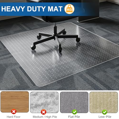 Chair Mat for Carpet, YOOMAYA 46" x 60" Office Chair Mat for Carpeted Floors, Easy Gliding Under Desk Carpet Protector, Slip Resistant Heavy Duty Plastic Floor Mat for Home, Gaming, Study Room (Clear)