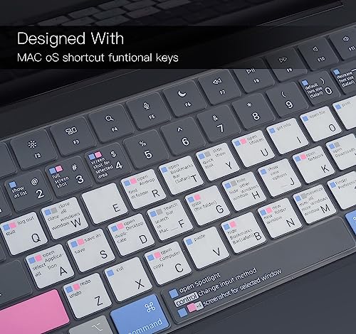 CaseBuy MacBook Air 15 inch Keyboard Cover Shortcuts for 2026-2023 MacBook Air 15.3" with Apple M5 M4 M3 M2 Chip A3448 A3241 A3114 A2941 MacOS Hot Keys Keyboard Protector - size: MacBook Air 15.3"（2023+）