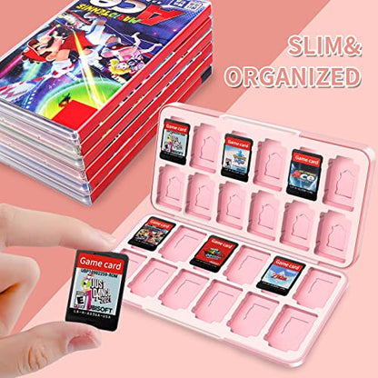 OLDZHU Pink Switch Game Holder - Storage for 24 Games & 24 Micro SD Cards, Compatible with Nintendo Switch&Switch OLED - color: Fruit