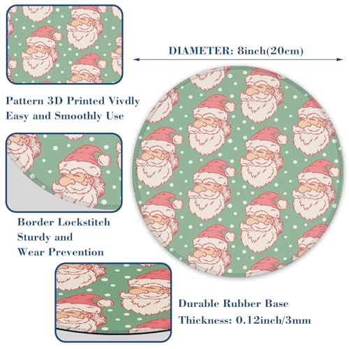 Merry Chrismas Mouse Pad Round Mouse Mat, Non-Slip Rubber Base Mousepad with Stitched Edge for Wireless Computer Laptop Office Desk Accessories 8 x 8 Inches - color: Merry Xmas 01