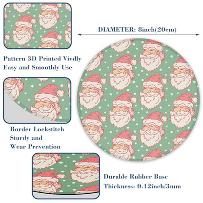 Merry Chrismas Mouse Pad Round Mouse Mat, Non-Slip Rubber Base Mousepad with Stitched Edge for Wireless Computer Laptop Office Desk Accessories 8 x 8 Inches - color: Merry Xmas 01