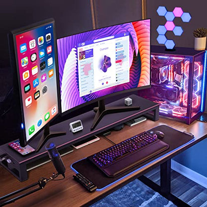 Vaydeer Dual Monitor Stand Computer Riser with USB 3.0 Hub Ports, Double Metal Stand for 2 Computer, TV, PC, Printer, Multi Media Speaker, Multifunctional Desktop Organizer