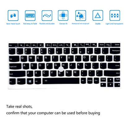 2Pcs Keyboard Cover for 13.3" Lenovo Thinkpad L13 X13, ThinkPad L13 Yoga, Thinkpad X13/X13 Yoga Gen 3/2/1 Thinkpad X380 X390 X395, ThinkPad X230S X240 X240S X250 X260 X270 X280 - color: Black+Clear