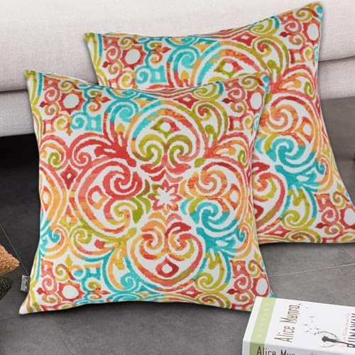 FUNHOME Outdoor Pillow Covers ONLY, No Insert! Pack of 2 Square Throw Pillow Covers, Decorative Water-Repellent Modern Cushion Cases for Sofa Patio Couch Decoration 18 x 18 Inch-Corinthian Dapple - color: Corinthian Dapple, size: 18"L x 18"W(No Insert)