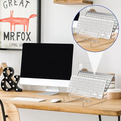 Taiyin Acrylic Keyboard Display Stand Holder Mechanical Computer Stand Shelf for Desk Transparent Acrylic 3 Tier Keyboards Storage Holder Tray for Computer Tablet Picture Frame(2 Pcs)