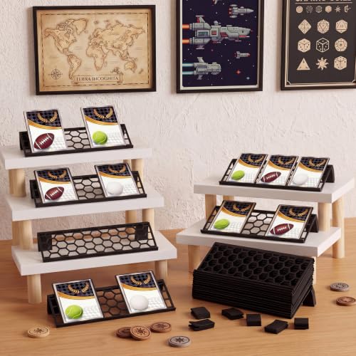 Yalikop 24 Pcs Trading Card Risers for Display Case Acrylic Modular Display Risers for Cardshow Vendor Sport Card Board Game (Detachable Hollow) - style: Detachable Hollow