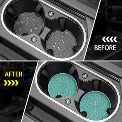 ME.FAN Car Coasters for Cup Holders [4 Pack] - 2.75in Silicone Auto Mug Mats - Universal Non-Slip Recessed Car Interior Accessories Teal Blue - color: 4pack-teal Blue
