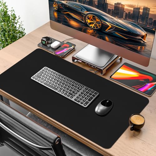 Black Desk Mat, 31.5"×15.7" Desk Matt for Desktop, Waterproof Keyboard Pad, Computer Mats for Desktop, Large Mouse Pad, Non-Slip Computer Mat for Office Home - Black - color: Black, size: 31.5" x 15.7"