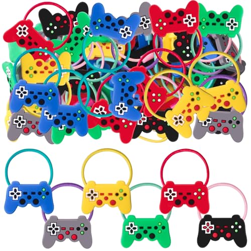 36PCS Video Game Hair Ties for Women Girls, Elastic Hair Ties Ponytail Holder Controller Hair Accessories Videos Gaming Party Favor (Video)
