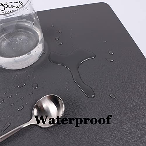 Wipeable Placemats Leather Table Mats Waterproof Heat-Resistant Easy to Clean for Dining Table Set Kitchen Table (4, Grey) - color: Gray, size: set of 4