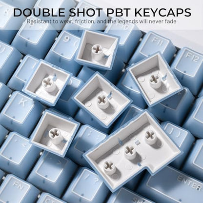 GMKWTL XVX Blue Jade Keycaps, Doubleshot PBT Keycap Sets 142 Keys, Cherry Profile Keyboard Keycaps Suitable for 60%/65%/75%/TKL/96%/100% Layout Mechanical Keyboard - color: Blue Jade