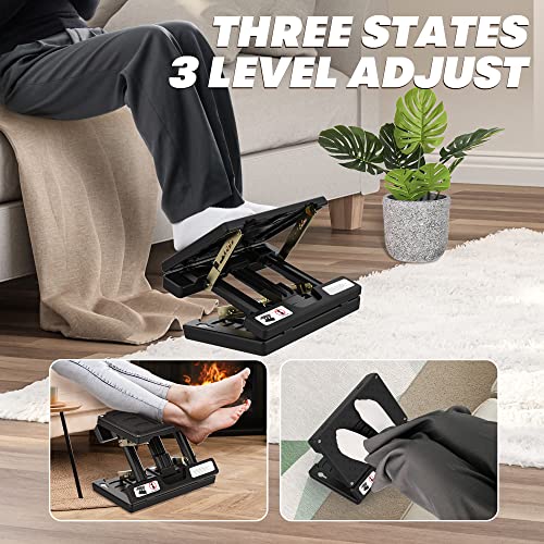 Foot Rest for Under Desk at Work, Height Adjustable footrest, Desk Foot Rest, with Soft Pad, Ergonomic, for Office, Computer, Metal Frame, All-Season Use(Grey) - color: Hard Padded- Grey