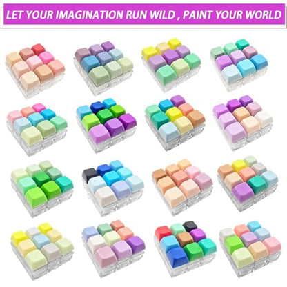 Mini Keyboard Fidget Toy — Stress Relief Clicker Keychain with 70 Colorful Removable Keycaps | Clicky Button Fidget for Adults, Calm Anxiety Office Travel School Home(2Pack-9in1)