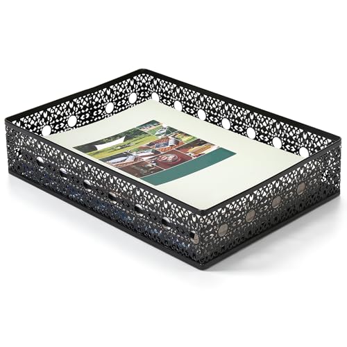 Letter Desk Tray Organizer, Metal Mesh File Basket for Office Home | Decoration Drawer Trays, Large Capacity Heavy-Duty Storage Box, Desktop Bin for Document, A4 Printer Paper, Mail, Paperwork - style: Pattern 3#