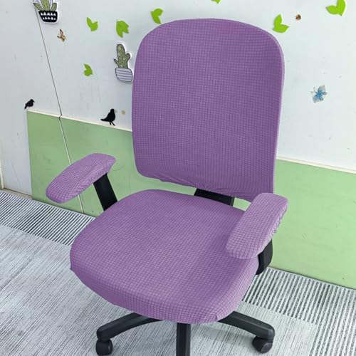 HAPPYDOG 4 Pcs Office Chair Covers Set Stretchable Protective Rotating Computer Chair Seat Covers with Armrest Covers (Purple) - color: Purple