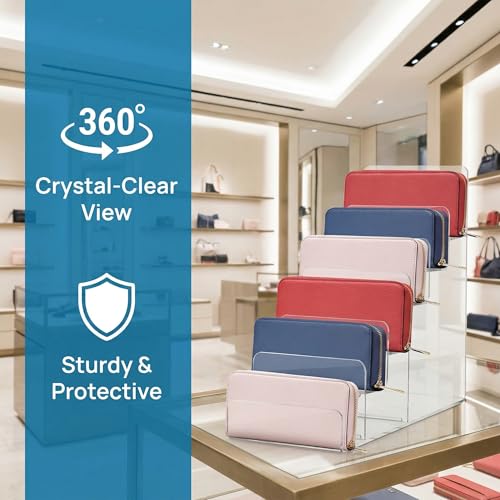 Cabilock 6-Tier Clear Acrylic Display Stand - Multi-Level Wallet Organizer for Sunglasses and Purse Display, Tiered Perfume & Cologne Stand for Men, Slim Riser for Artist Alley & Vendor Craft Show - size: 6 Tier Clear
