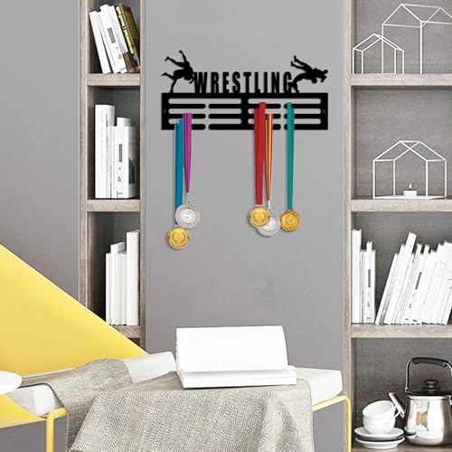 Resama Medal Hanger Holder Display Wall Rack Frame Shelf-Medal Hanger Awards Ribbon Soccer,Gymnastics,Holder Display Rack for 60 Medals - color: Black