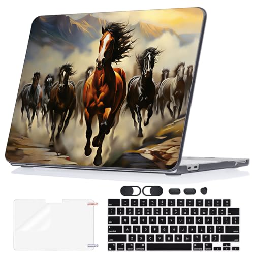 for 2026 MacBook Neo 13 Inch Case A18 Pro A3404 | Slim Scratch-Resistant Hard Shell Case with Keyboard Cover, Screen Film, Silicone Dust Plugs & Webcam Privacy Cover | Galloping Horse - color: Galloping Horse