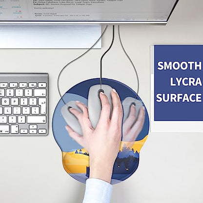 eulps Mouse Pad with Wrist Rest, Comfortable Computer Mousepad with Gel Wrist Support Smooth Surface and Non-Slip PU Base for Pain Relief, Laptop, Office & Home (Moon Night) - color: Moon Night