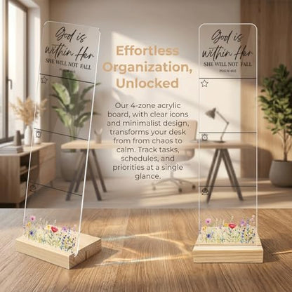 Sticky Notes Monitor Memo Board with Removable Wooden Base God is Within Her She Will Not Fall Portable Acrylic Sticky Note Holder Message Board Sign Bonus 200 Sheets Sticky Notes Office Desk - color: Fall
