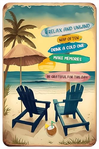 Tin Signs Vintage Beach Sign Beachy Surfboard Decor Surf Board Wall Art Decoration Home Decor Room Door Accessories Poster Gifts 5.5x8 inch - color: style-1, size: 5.5x8inch