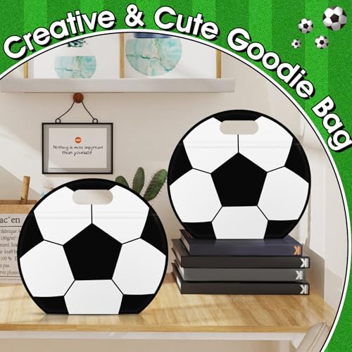AKAIXI 24pcs 3.5 Mil Thickened Soccer Snack Bags Reusable Sealed Candy Bag | with Handle Stand-up Soccer Goodie Bags for Game Day Birthday Gifts and Soccer Party Supplies, Soccer Training Treat Bags - color: Soccer