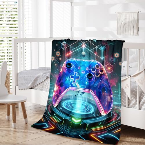 Kids Blankets - 40x30 Inches Small Gamer Blanket for Kids, Boys & Girls - Gaming Stuff Themed Gifts for Gaming Lovers - Blue Soft Warm Fuzzy Flannel Gift for Office, Sofa, Trip - color: Color 2, size: 40"x30"
