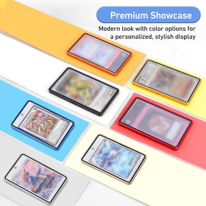 Magnetic Card Case, Premium Aluminum Alloy Protector with 9-Point Lock, Personalized Slab Bumper with One Touch Card Holder, Fits Trading Cards, Sports Cards, Game Cards, Collectible Cards (Gold) - color: Gold, style: Card Case