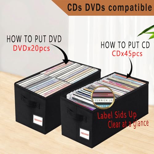 CD/DVD Storage Case - Perfect CD/DVD storage case universal, stackable DVD organizer with lid,2Pack CD holder 15.75 x 6.3 x 6.1 inches - can hold 90 CDS /40DVDS Black - size: 2pack black