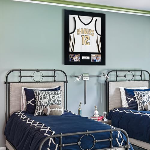 Aluminum Jersey Display Frame Case Large Shadow Box Jersey Frame with Photo Slots 98% UV Protection Clear Acrylic for Football, Hockey, Basketball, Baseball Shirt Ideal Gift for Sports Fans - color: 1 Pack Jersey Frame 01