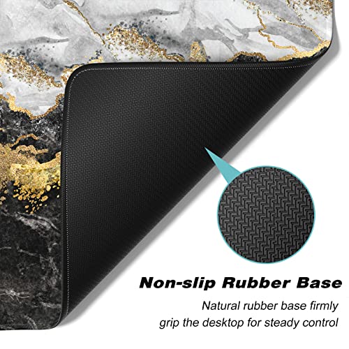 Extended Gaming Mouse Pad, XXL Large Mouse Mat 30 x 14 Inch, Big Computer Keyboard Mousepad, Waterproof Desk Pad with Stitched Edges and Non-Slip Base for Office Gaming, Black Cracked Marble - color: Black Cracked Marble