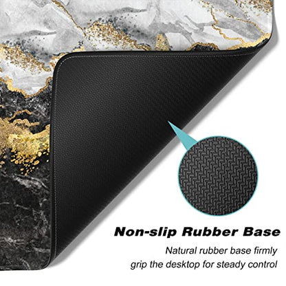 Extended Gaming Mouse Pad, XXL Large Mouse Mat 30 x 14 Inch, Big Computer Keyboard Mousepad, Waterproof Desk Pad with Stitched Edges and Non-Slip Base for Office Gaming, Black Cracked Marble - color: Black Cracked Marble