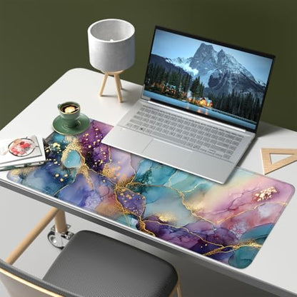 Mouse Pad, Large Anti-Slip with Stitched Edges Desk Mat Desktop Laptop Computer Desk Keyboard Mat,Table Protector Blotter Mat (Purple, 31.5" x 11.8") - color: Purple, size: 31.5" x 11.8"