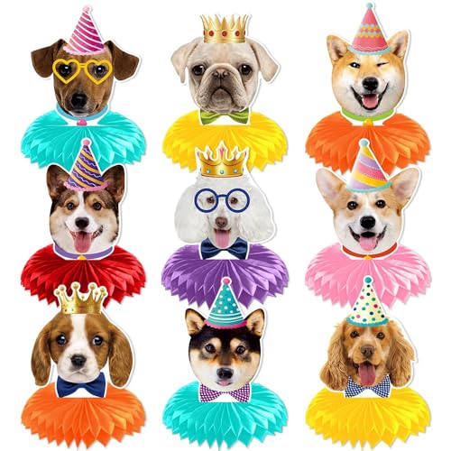 9pcs Dog Honeycomb Decorations, Cute Animal Honeycomb Centerpiece Table Decor, Birthday Party Supplies Ornaments - color: Dog