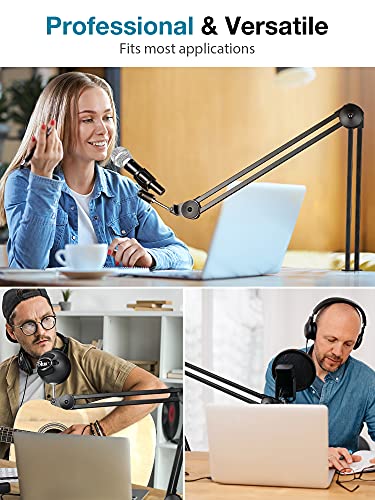 InnoGear Microphone Arm Stand, Heavy Duty Mic Arm Microphone Stand Suspension Scissor Boom Stands with Mic Clip and Cable Ties for Blue Yeti Snowball Hyper X QuadCast SoloCast Fifine Gaming(Large) - size: Large