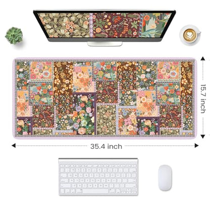 HAOCOO Brown Desk Matt for Desktop, Non-Slip Large Desk Pad Mat with Stitched Edges, Keyboard Mats for Desk, Water-Resistant Large Mouse Pad for Office, Gaming - color: Brown