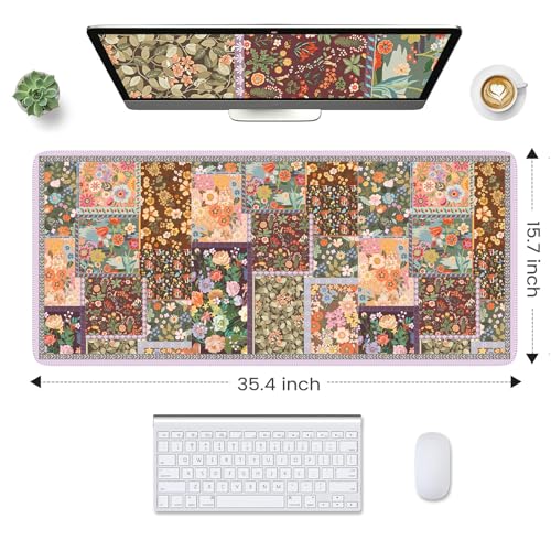 HAOCOO Brown Desk Matt for Desktop, Non-Slip Large Desk Pad Mat with Stitched Edges, Keyboard Mats for Desk, Water-Resistant Large Mouse Pad for Office, Gaming - color: Brown