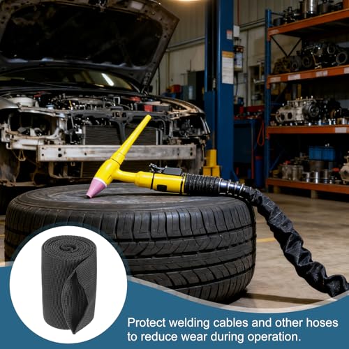 HARFINGTON Nylon Protective Hose Sleeve 2" ID 3FT Cable Cover Sheath Hydraulic Hose Protector Wrap for Welding Cord Tig Torch Hydraulic, Black - size: 2" ID 3FT