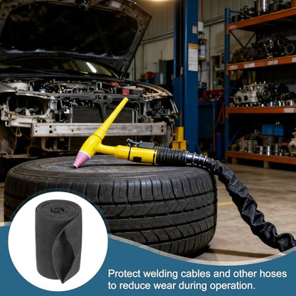HARFINGTON Nylon Protective Hose Sleeve 2" ID 3FT Cable Cover Sheath Hydraulic Hose Protector Wrap for Welding Cord Tig Torch Hydraulic, Black - size: 2" ID 3FT