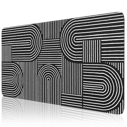 iCasso Black Desk Mat, Large Mouse Pad for Desk, Anti-Slip Big Mousepad with Stitched Edges, Computer Pad for Desktop - color: Line-Black