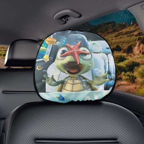 Cute Sea Turtle Car Seat Headrest Protector Set of 2 Pcs Vehicle Seat Pillow Covers Stretchy Auto Seats Headrest Cover Universal Auto Interior Accessories - color: Cute Sea Turtle